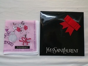 【正規品】YVES SAINT LAURENT　イヴサンローラン　大判　ハンカチ　ピンク　専用包み付き