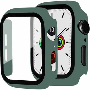 Apple Watch series 4/5/6 SE 40mm ケース アップルウォッチ 保護ケース ガラスフィルム 一体型 アップルウォッチカバー ダークグリーンの画像1