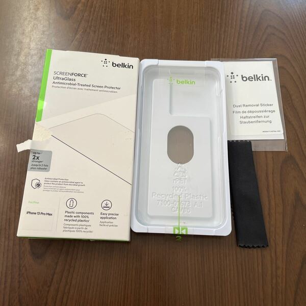 508a2510☆ Belkin iPhone 14 Plus / 13 Pro Max 用 UltraGlass保護ガラスフィルム 超強化ガラス ドイツSCHOTT製 抗菌 0.29mm