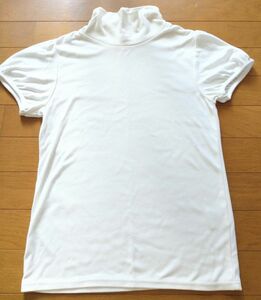 Tシャツ　半袖　ホワイト　レディース　タートルネック