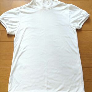 Tシャツ　半袖　ホワイト　レディース　タートルネック