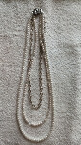 73 new goods L'Est Rose biju- attaching three ream pearl necklace 