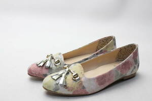  new goods!HIMIKO on blue floral print opera shoes (22cm)/347