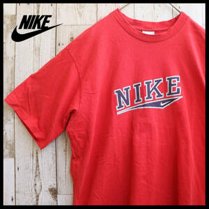 【USED】 ナイキ NIKE 希少デザイン ビッグロゴ Tシャツ 90s 00s USA 古着 ゆるだぼ レッド L (XL相当) ☆送料無料☆