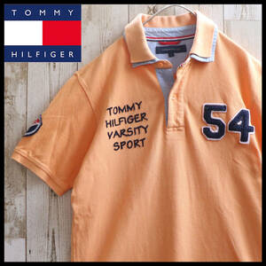 【USED】 トミー ヒルフィガー Tommy Hilfiger ポロシャツ 90s USA 古着 オレンジ S（M～L相当） ☆送料無料☆