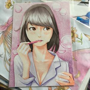 Art hand Auction 女孩ee2手写插画, 漫画, 动漫周边, 手绘插图