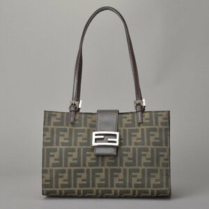 未使用 FENDI フェンディ ズッカ トートバッグ ショルダーバッグ ジャガード レザー ブラウン カーキ 肩掛け ビンテージ 鞄 Me.d/e.c