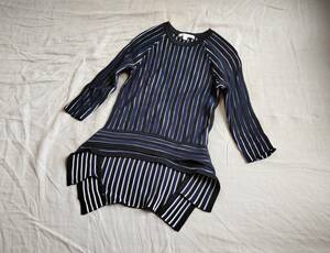 Jonathan Simkhai Jonathan sin kai cut and sewn deformation stripe braided rayon nylon navy blue black white XS lady's *8