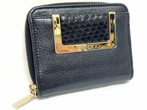 ★【JIMMY CHOO/ジミーチュウ】ラウンドファスナー 2つ折り財布 ブラック×ゴールド/ab4270_画像1