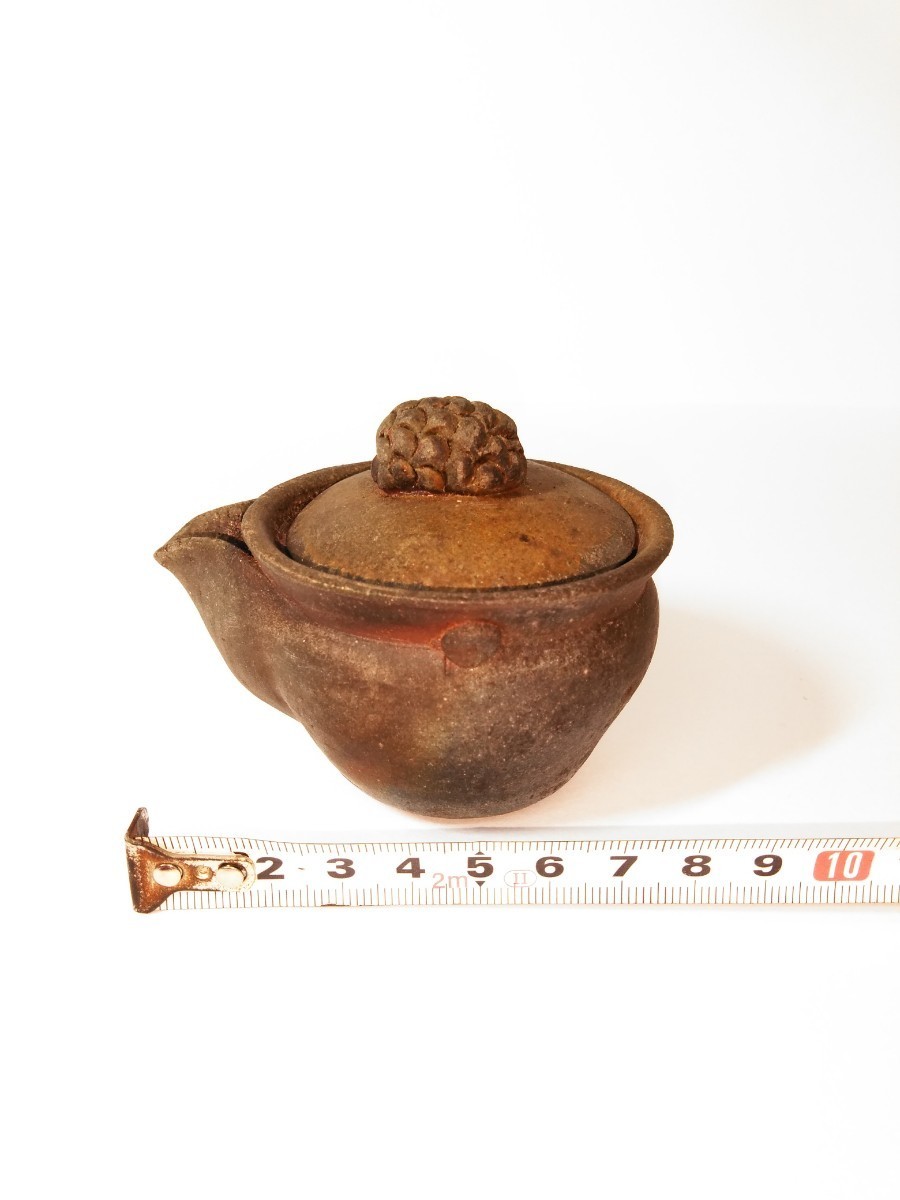 備前焼宝瓶在銘山本竜一松の実摘窯変急須茶器骨董古道具美術品古玩工芸