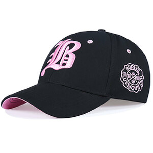 ユニセックス 立体 ロゴ刺繍 コットン ボールキャップ ベースボールキャップ オールシーズン UNISEX COTTON BALL CAP B ブラックxピンク