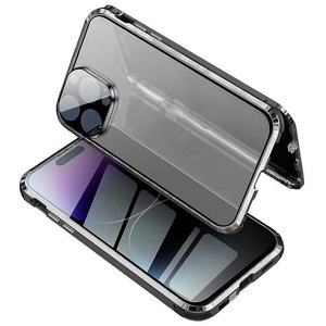 iPhone 13 ProMax ケース iPhone 13 ProMax アルミ枠 両面強化ガラス 覗き見防止タイプ スマホケース ミッドナイト iPhone 13 ProMax Case