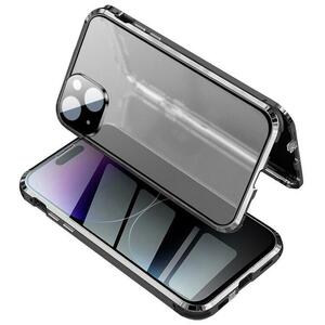 iPhone 14 ケース iPhone 14 アルミ枠 両面強化ガラス 覗き見防止タイプ スマホケース ミッドナイト iPhone 14 Case 新品 未使用