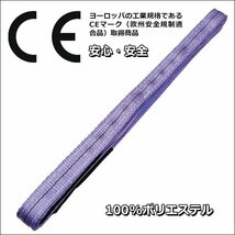 ベルトスリング【4本セット】幅25mm×3m ストレート吊1T CE規格品 ナイロンスリング 紫/23Э_画像2