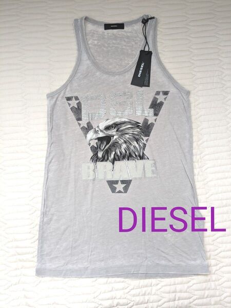 DIESEL ディーゼル タンクトップ 鷹 イーグル プリント グレー TANK