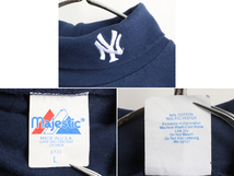 90s USA製 ■ MLB オフィシャル Majestic NY ヤンキース タートルネック 長袖 Tシャツ メンズ L 90年代 ロンT メジャーリーグ 大リーグ 紺_画像4