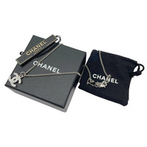 CHANEL シャネル ネックレス ココマーク ラインストーン シルバー B10V_画像7