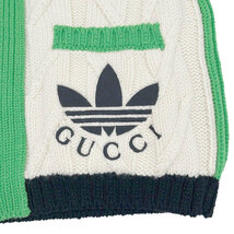 ADIDAS X GUCCI アディダス ｘ グッチ ミックス ウールニット カーディガン M グリーン アイボリー 718007 XKCRG 9216_画像9