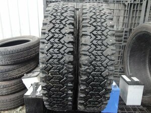 ●4921 冬 ピン付き 深溝9分山 ブリヂストン V-STEEL SNOW 225/80R17.5 123/122L 2本