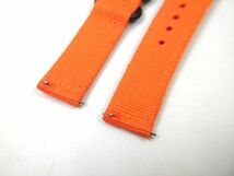ナイロン製ミリタリーストラップ 交換用腕時計ベルト クイックリリース オレンジX黒 18mm_画像4