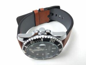 腕時計バンド 22mm 交換ストラップ レザー 本革 クイックリリース ブラウンX黒
