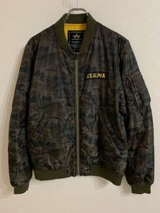 ALPHA INDUSTRIES カモフラ迷彩MA-1 ミリタリージャケット　Lサイズ