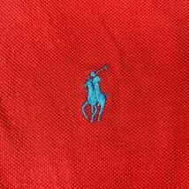 Ralph Lauren ラルフローレン半袖ポロシャツ レッド コットン100% カジュアル スポーツ ゆったり感 ブランドロゴ刺有 L C6521_画像4