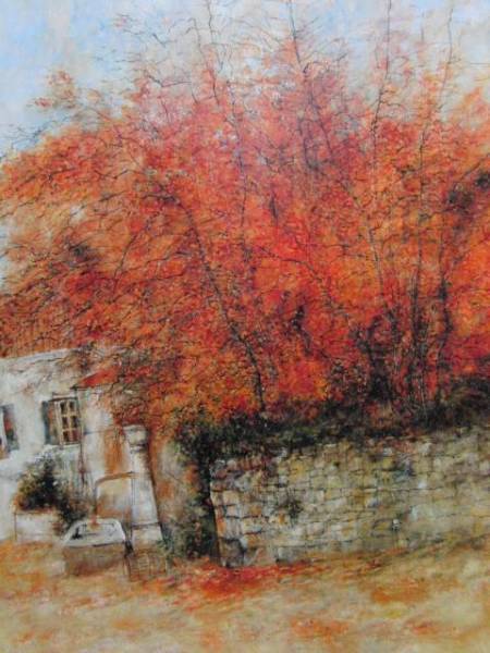 Bernaed Gantner, Autumn drinking fountain, From a rare collection of framing art, Brand new with high-quality frame, In good condition, free shipping, Painting, Oil painting, Nature, Landscape painting