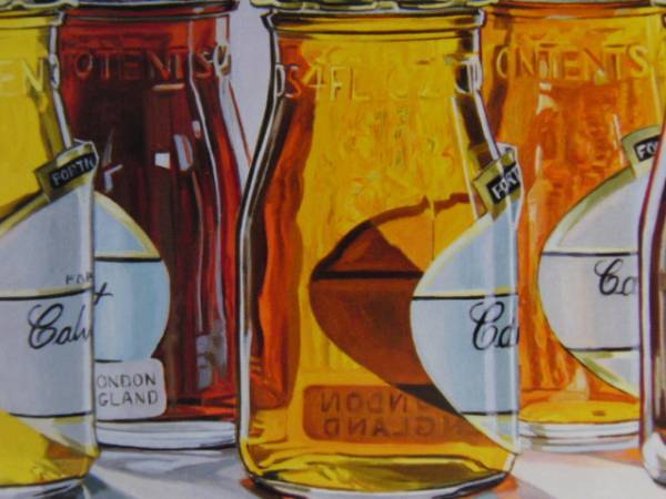JANET FISH, FIVE CALVES FOOT JELLY JARS, Overseas edition, extremely rare, raisonné, Brand new with high-quality frame, free shipping, Painting, Oil painting, Still life