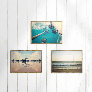A4ポスター3枚セット coast3 西海岸インテリア ヤシの木 海 おしゃれ ハワイアン マリンテイスト サーフィン カリフォルニア