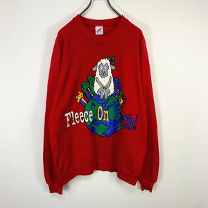 80S USA製 JERZEES スウェット トレーナー XLサイズ ジャージーズ ヴィンテージ ビンテージ 古着 Fleece On Earth ひつじ 地球