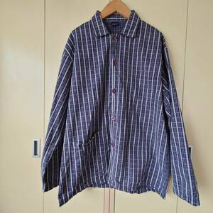 【送料無料】Schiesser（シーサー）EU古着 men's長袖シャツジャケット風 color濃紺×グレー・チェック柄　773-6G0617