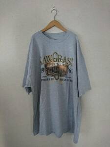  KICK BACK Relax【 US古着 大きい半袖Tシャツ 】 colorグレー 3XLサイズ 綿【 SAW GRASS river tours1962 】　699-4G2703