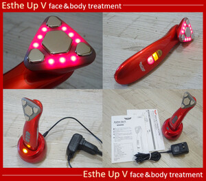 ★美品 多機能美顔器 Esthe Up V 超音波・導入・RF温感 EMSマッサージ LED ドクターシーラボ フェイス＆ボディ エステ美容器 スキンケア