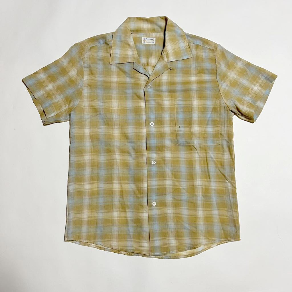 60s TOWN CRAFT タウンクラフト オープンカラーチェックシャツ 