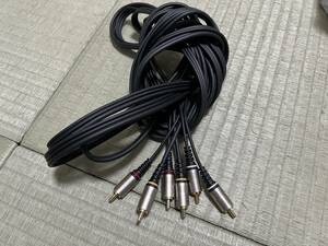 【中古】RCA ケーブル OFC ノイズレス 日本製 約 5M 赤 白 黄