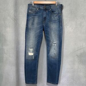 DIESEL ディーゼル 0678J SPENDER-NE JOGG JEANS 小窓 リペア ジョグジーンズ ストレッチ スリム スウェット デニムパンツ size.W30 ブルー