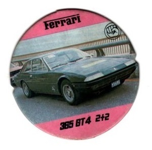 フェラーリ365GT4 2+2 Ferrari 365GT4 2+2 丸メンコ 直径約6.5cm 駄菓子屋 1970年代 スーパーカー