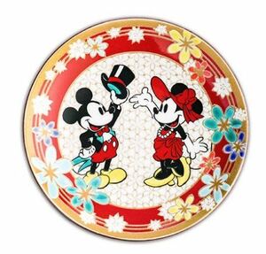 ディズニー　ミッキーマウス　コラボ　　九谷焼　豆皿（花詰）