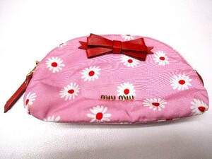  super-beauty goods rare # miumiu # MiuMiu # floral print ribbon attaching * pouch case # lady's # Italy made # pink series # free shipping!