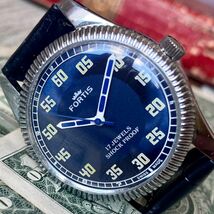 【レトロなデザイン】★送料無料★ フォルティス FORTIS メンズ腕時計 ブルー 手巻き ヴィンテージ アンティーク_画像1