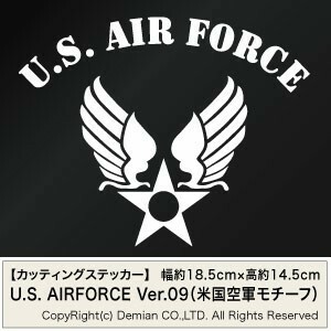 【U.S. AIRFORCE ver.09 （米国空軍モチーフ） カッティングステッカー 2枚組 幅約18cm×高約14.5cm】