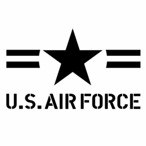 【U.S. AIR FORCE ver.062 ステンシル カッティングステッカー 1枚 幅約12cm×高約7.2cm】