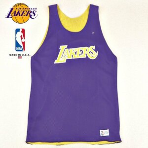 美品 USA アメリカ製 MacGregor Sporting Sand-Knit LAKERS レイカーズ NBA Official メッシュ ゲームシャツ L パープル 八村 塁