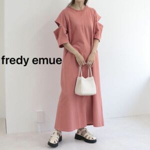 fredy emue フレディエミュ 袖オープンワークカット ワンピース ロング 38 オレンジ ノーリーズ ワンピ 夏 セール