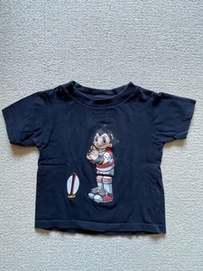 ★USED★カンタベリー 鉄腕アトム×五郎丸歩コラボ 半袖Tシャツ 紺 100㎝ ラグビー日本代表