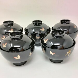 J308　HANAE MORI CHIKI CHIC 漆器 どんぶり 5点 セット