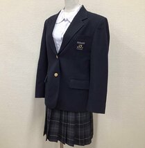 O318 (中古) 兵庫県 東はりま特別支援学校 女子学生服 3点セット /160A/L/W66/ブレザー/スカート/ブラウス/冬用/女子学生/制服/学生服_画像1