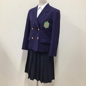 O287 (中古) 兵庫県 安倉中学校 女子学生服 3点セット /165A/W73/ブレザー/スカート/ブラウス/チェック柄/冬用/冬服/女子学生/制服/学生服