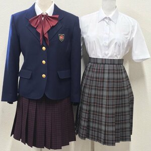 (G)A997(中古)群馬県 高崎健康福祉大学高崎高校 7点セット /旧制服/155A/S/W60/ブレザー/セーター/スカート/リボン/HANAEMORI/学生服/卒業